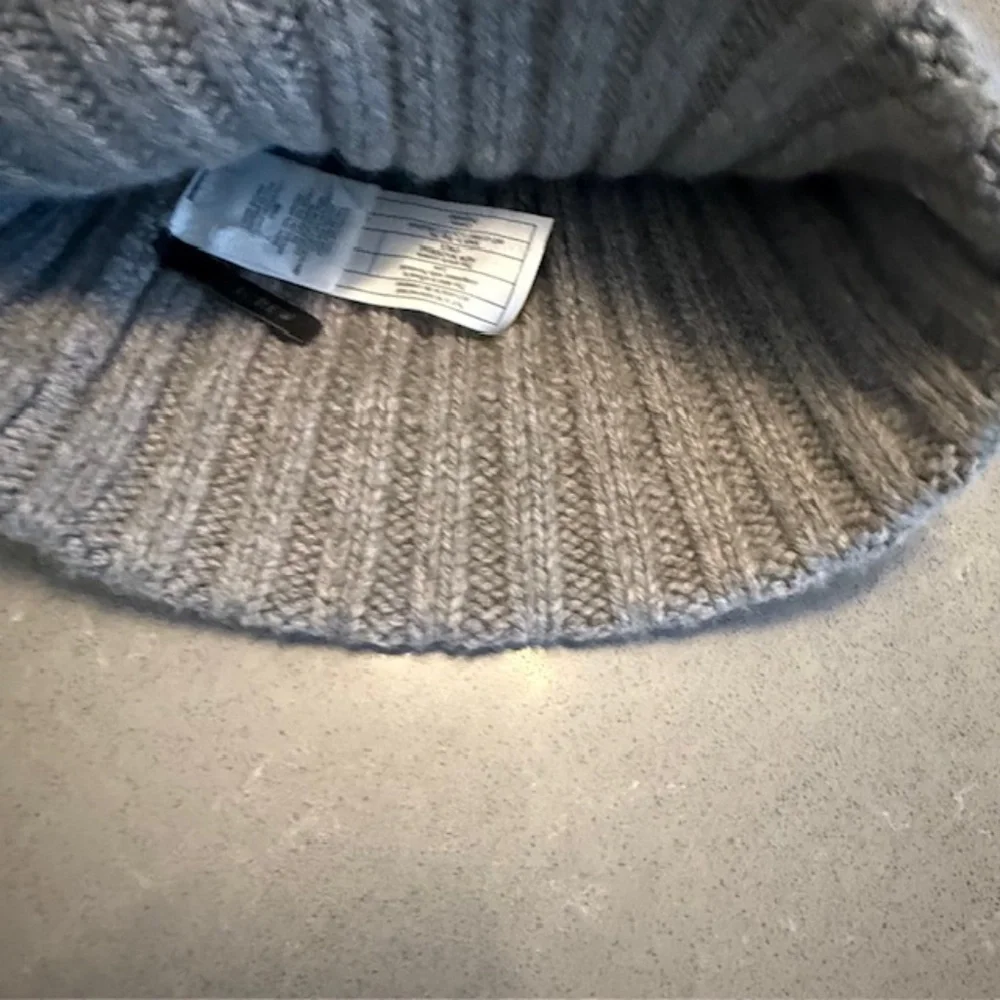 Women's J. Crew Wool Blend Ribbed Beanie with Faux-Fur Pom-Pom - Heather Gray